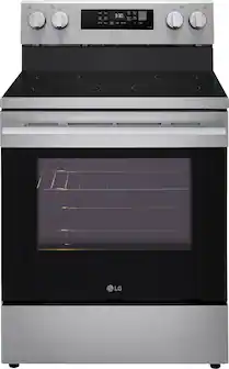 LG - 30-in Wide 6.3 Cu. Ft. Freestanding Electric Convection Smart Range with 4 Elements, Air Fry and WideView Window - Stainless Steel