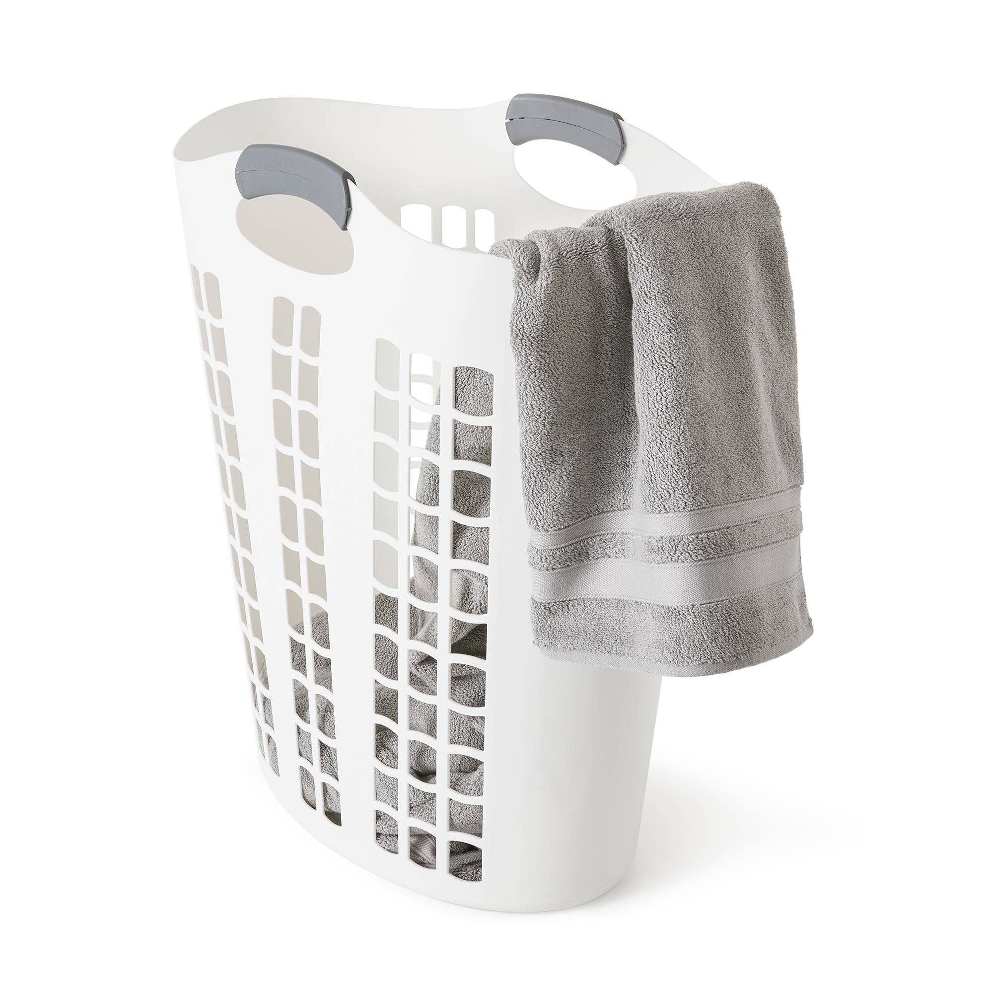 Alt View 5. Gracious Living - Gracious Living Easy Carry Flex Hamper Ventilated Laundry Basket, White (5 Pack) - White.