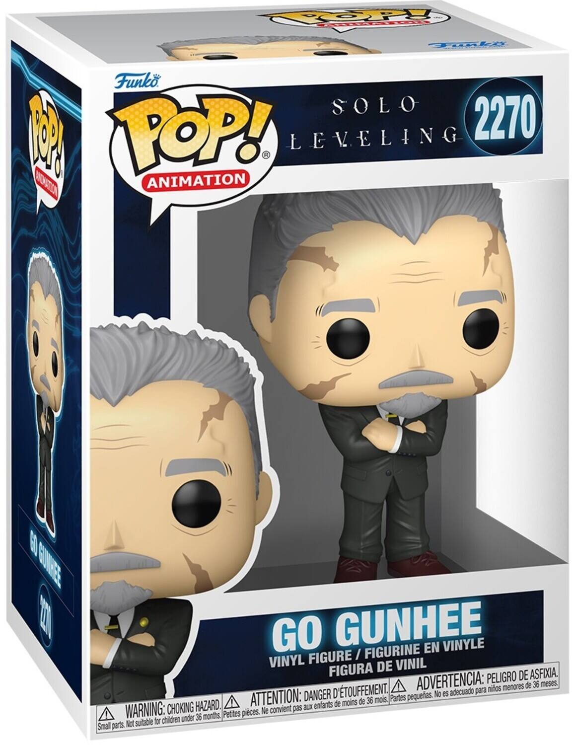 Funko POP! Animation  
Solo Leveling  
2270  
Go Gunhee  

Vinyl Figure / Figurine en Vinyle  
Figura de Vinil  

Warning: Choking Hazard. Small parts. Not suitable for children under 36 months.  
Attention: Danger d'étouffement. Petites pièces. Ne convient pas aux enfants de moins de 36 mois.  
Advertencia: Peligro de asfixia. No es adecuado para niños menores de 36 meses.