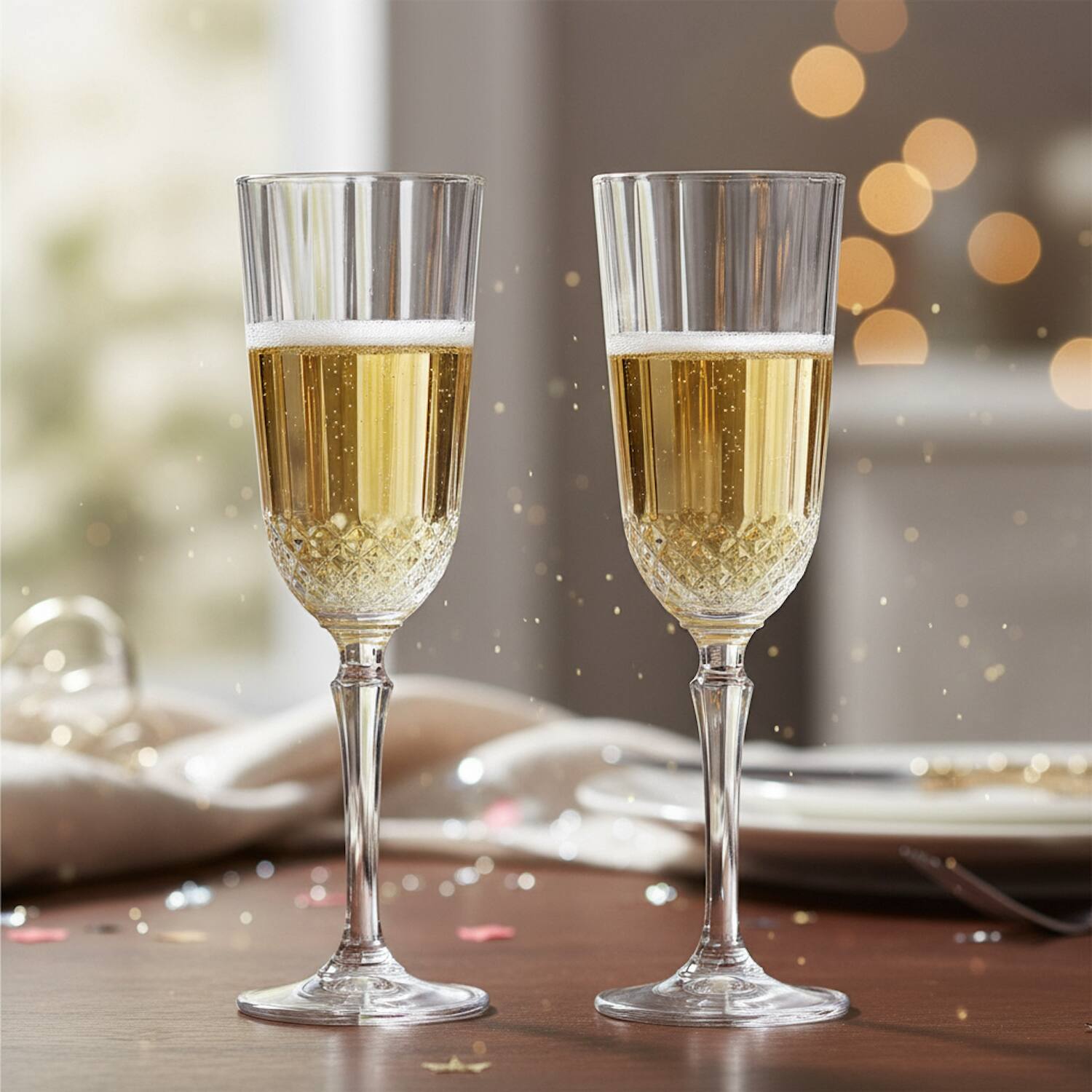 Left. American Atelier - Estelle Set Of 2 Flutes 4.39 Oz - Clear.