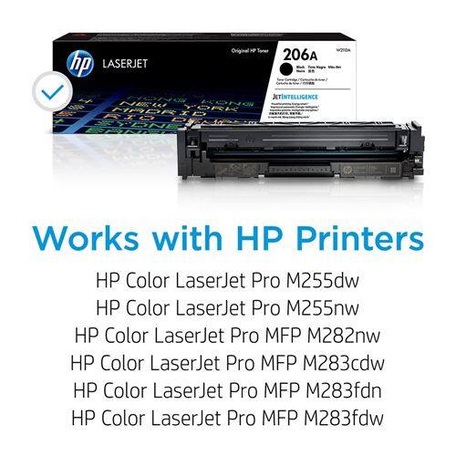 hp LASERJET Original HP Toner 206A Works with HP Printers HP Color LaserJet Pro M255dw HP Color LaserJet Pro M255nw HP Color LaserJet Pro MFP M282nw HP Color LaserJet Pro MFP M283cdw HP Color LaserJet Pro MFP M283fdn HP Color LaserJet Pro MFP M283fdw