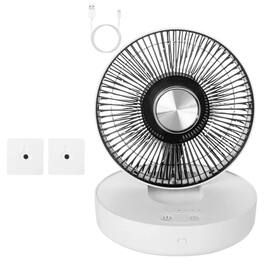 Kitcheniva - Foldable LED Wall Mount Fan Rechargeable with Multi Speed and Brightness Settings - White