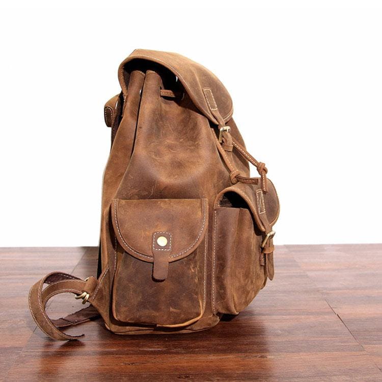 Alt View 8. Steel Horse Leather - The Asmund Backpack | Genuine Leather Rucksack - Dark Brown.