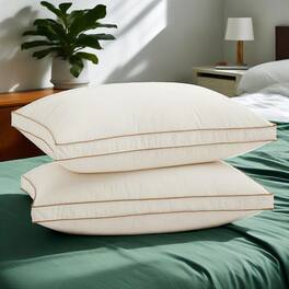 Peace Nest - 300TC Organic Cotton Gusseted White Down Bed Pillow Medium Firm - Off-white