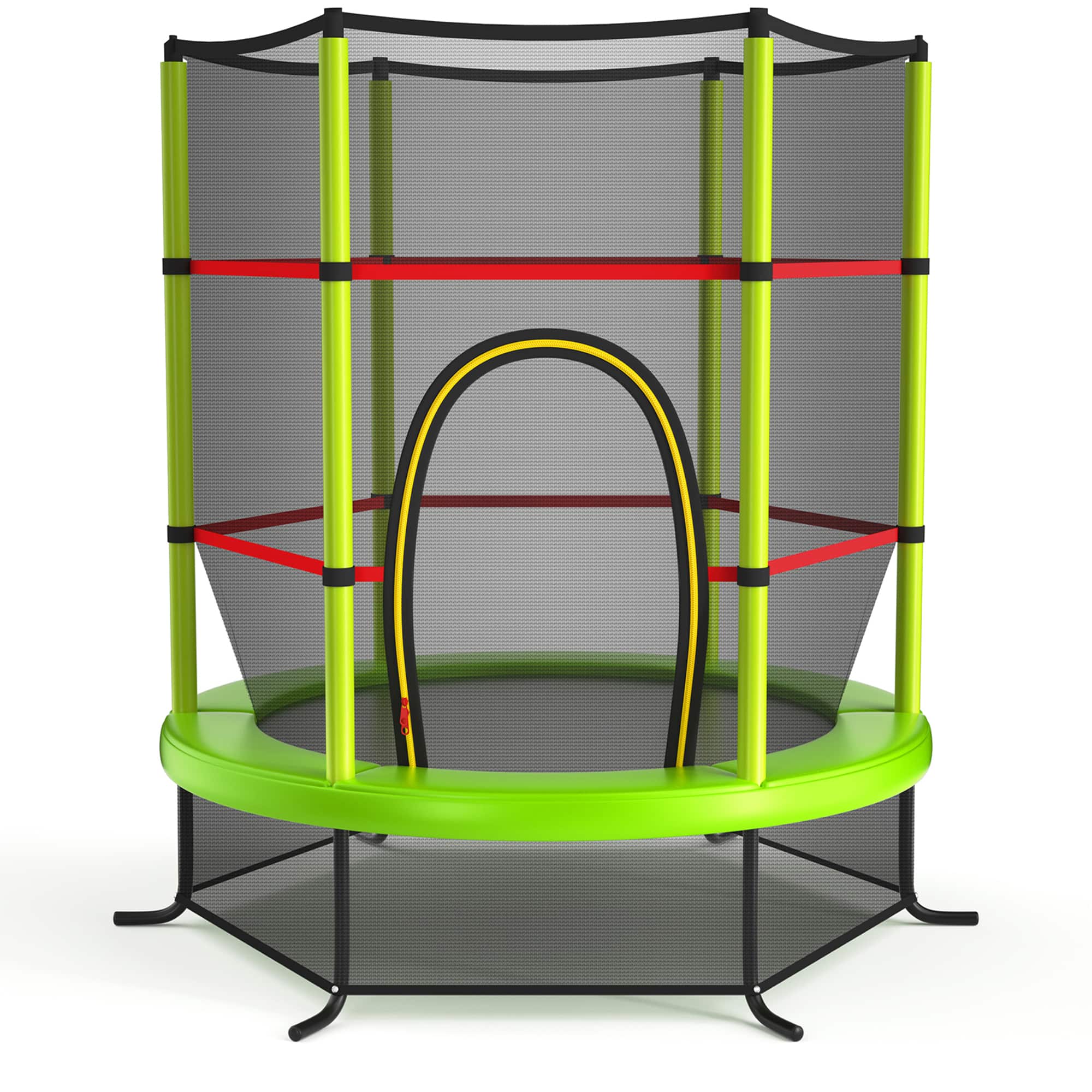 Gymax - 55'' Recreational Trampoline for Kids Trampoline w/ Enclosure Net - Green