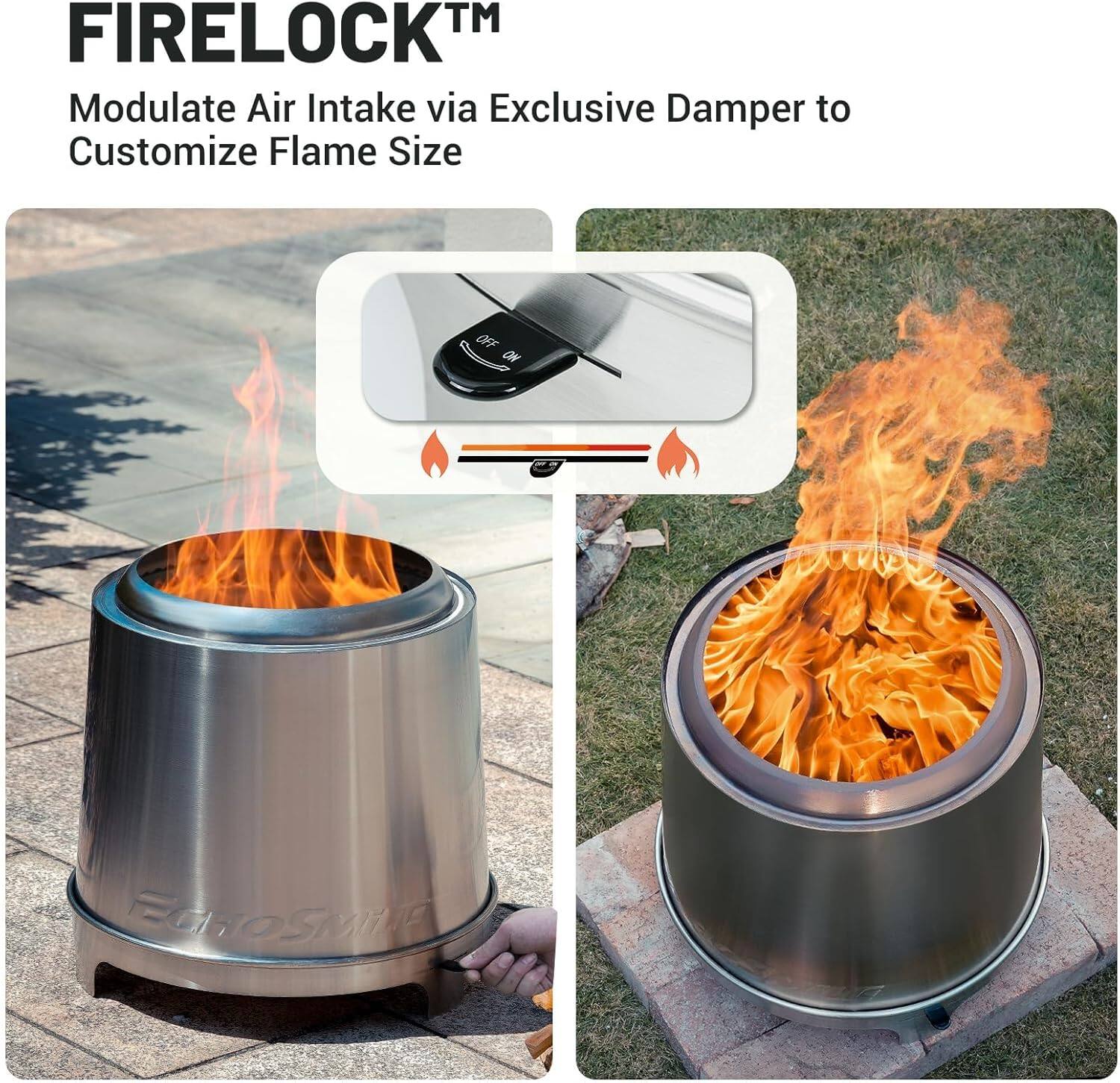 FIRELOCK™  
Modulate Air Intake via Exclusive Damper to Customize Flame Size