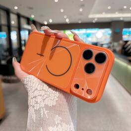 Dteck - Magnetic Shockproof Phone Case for Apple iPhone 17 Pro Max, CD Texture Slim Hybrid Protective Cover Built-in Lens Film - Orange