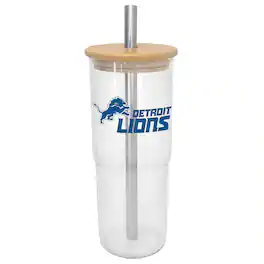 Logo Brands - Detroit Lions 24oz. Glass Tumbler - Multicolor