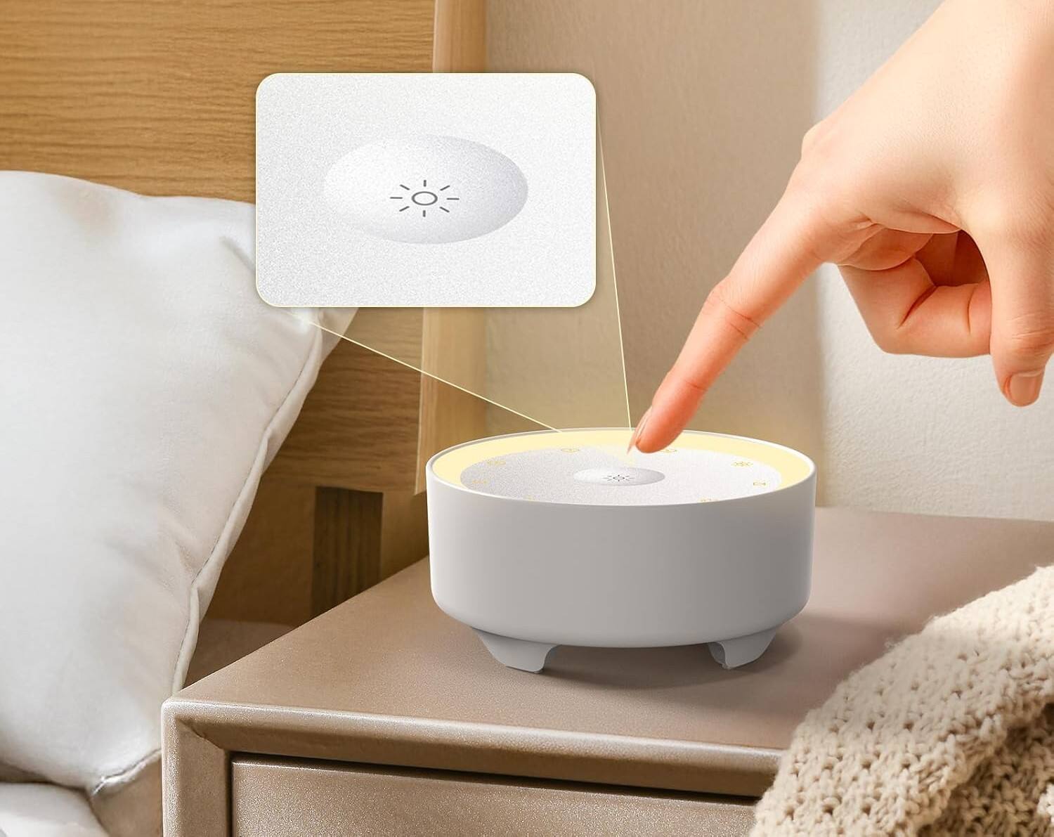 Alt View 1. FINEAK - White Noise Machine-20 Soothing Sounds, Night Light & Custom Presets - White.