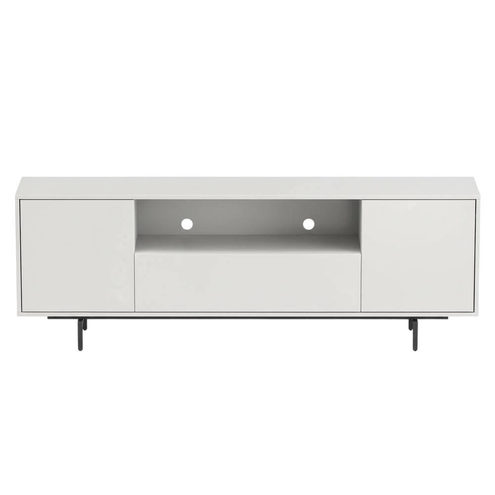 Back. FurniFact - White Laminate TV Console with 3 Doors in Modern Industrial Style - White.