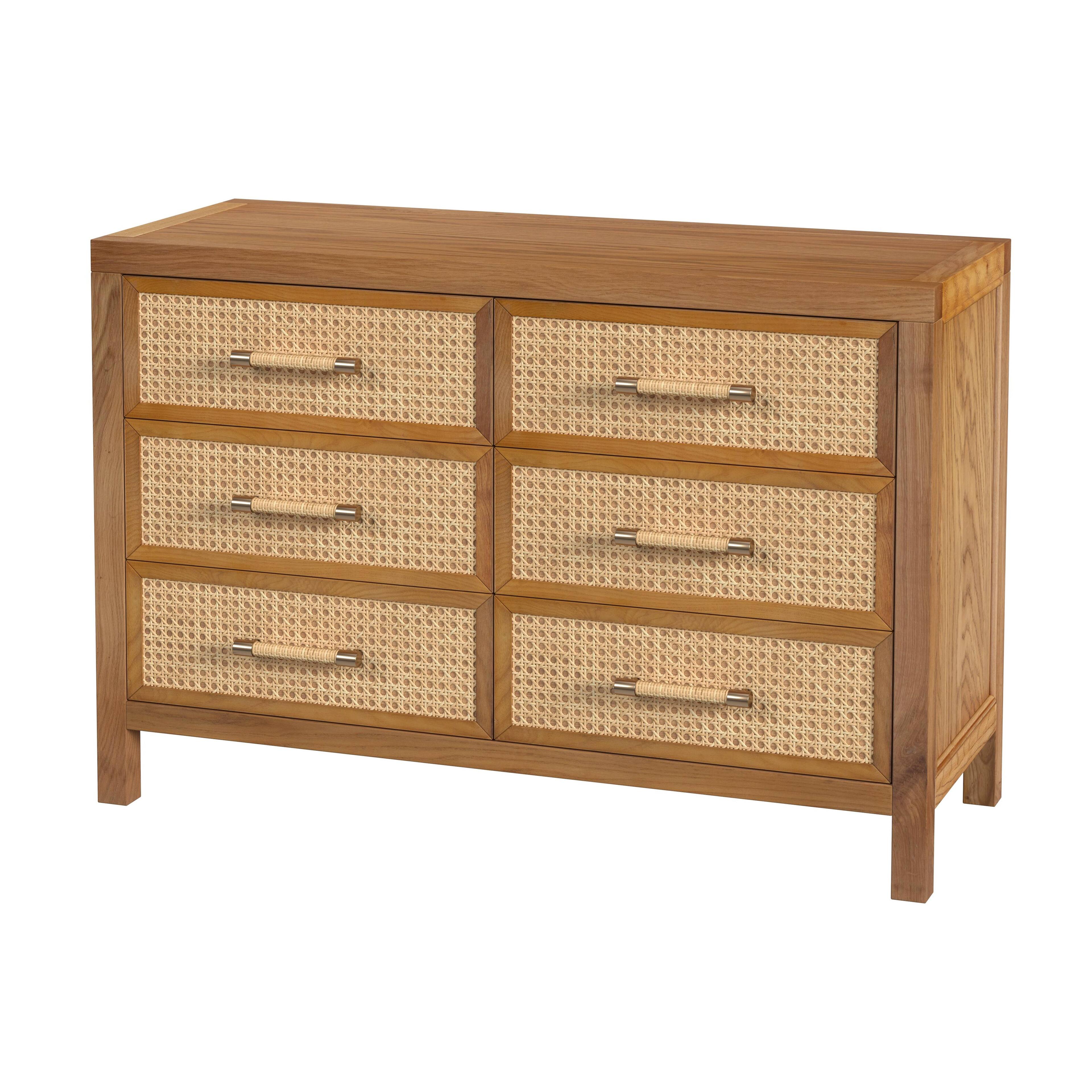 Front. Butler Specialty - Mesa 44 in. W Cane and Wood 6 Drawer Dresser - Natural.