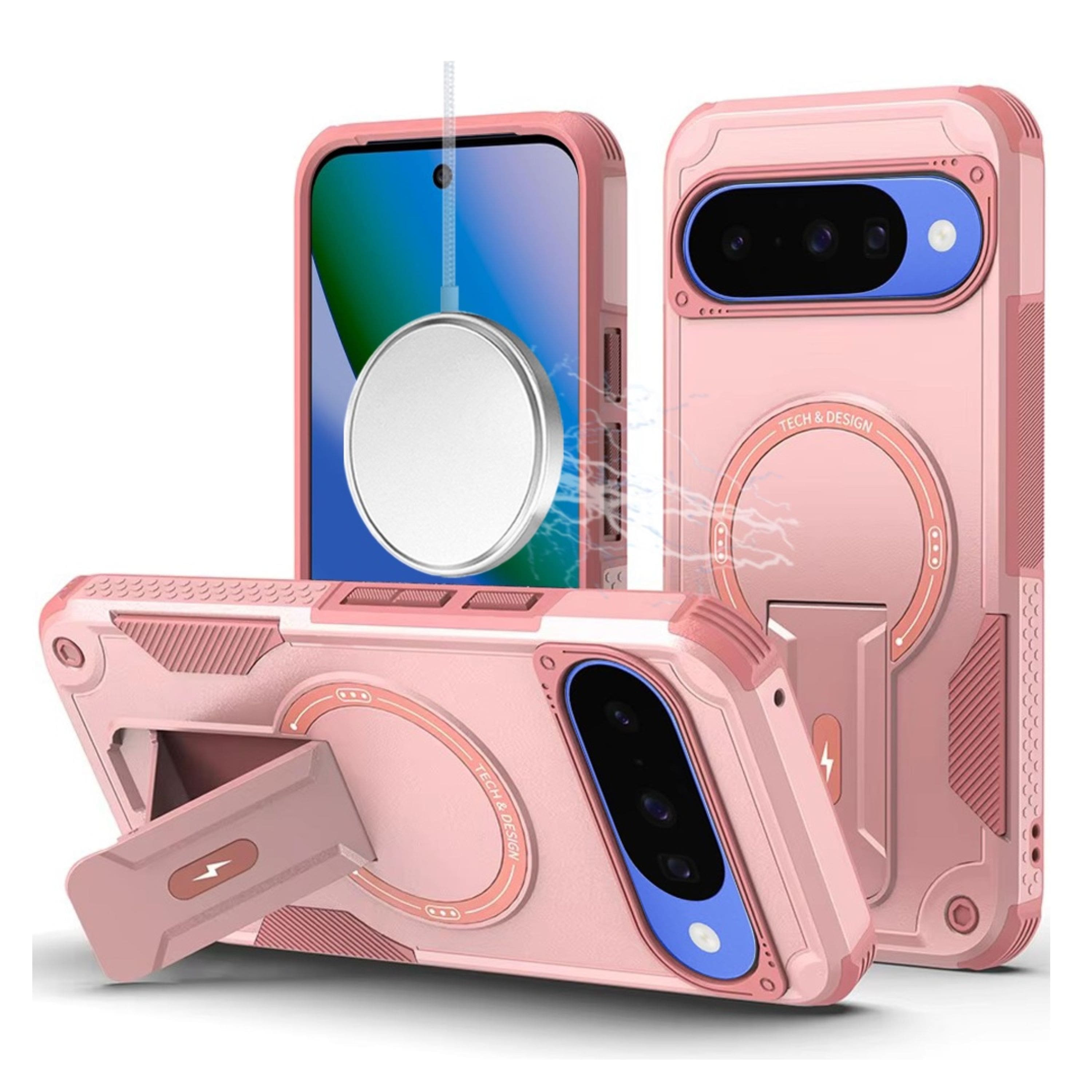 Kitcheniva - Rugged Kickstand Magnetic Circle Case With Tempered Glass For Google Pixel 10/10 Pro - Pink price history on PriceWatchPro