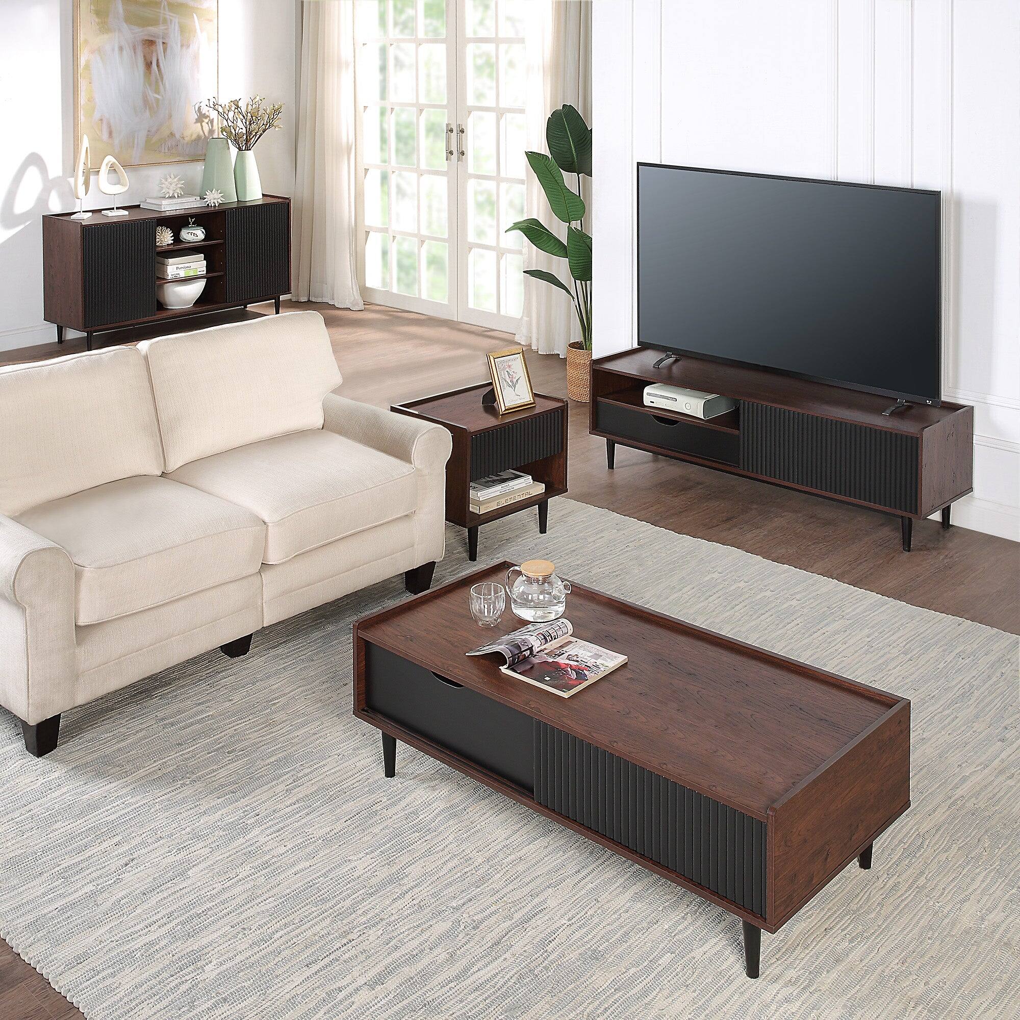 Alt View 7. Manhattan Comfort - Duane Mid-Century Modern 2-Piece Coffee Table & End Table Set - Black.