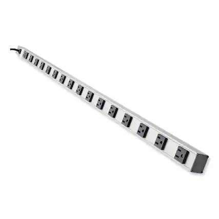 Front. Tripp Lite - Tripp Lite Vertical Power Strip, 16 Outlets, 15 ft Cord, Silver - Silver.