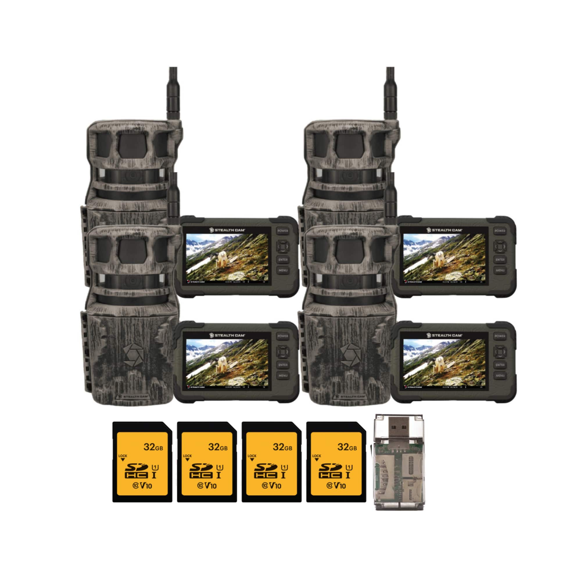 Stealth Cam - Revolver 36MP Pro 360 Cellular Trail Camera with 32GB Cards (4 Pack)