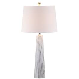 Jonathan Y - Bradley 29" Resin LED Table Lamp, Faux Marble - White/Black