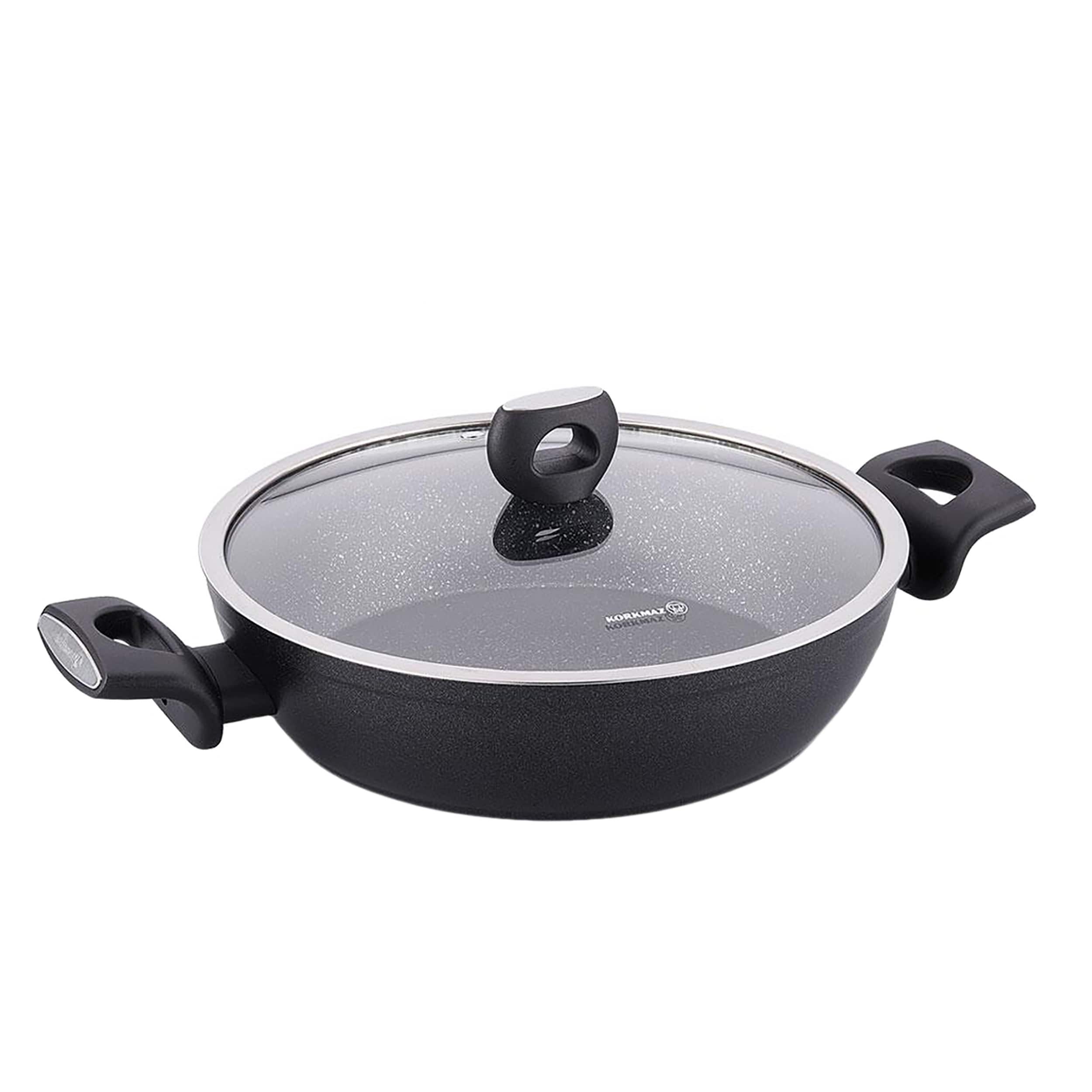 Korkmaz - Nora 2 Piece 3 Liter Alumium Nonstick Low Casserole Dish with Lid - Black