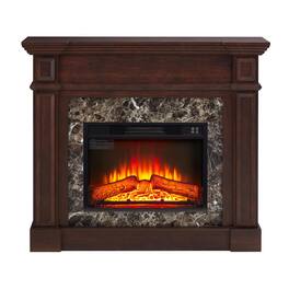 Boyel Living - Electric Fireplace with Mantel Fireplace Freestanding Realistic Stacked Stone Surround - Cherry