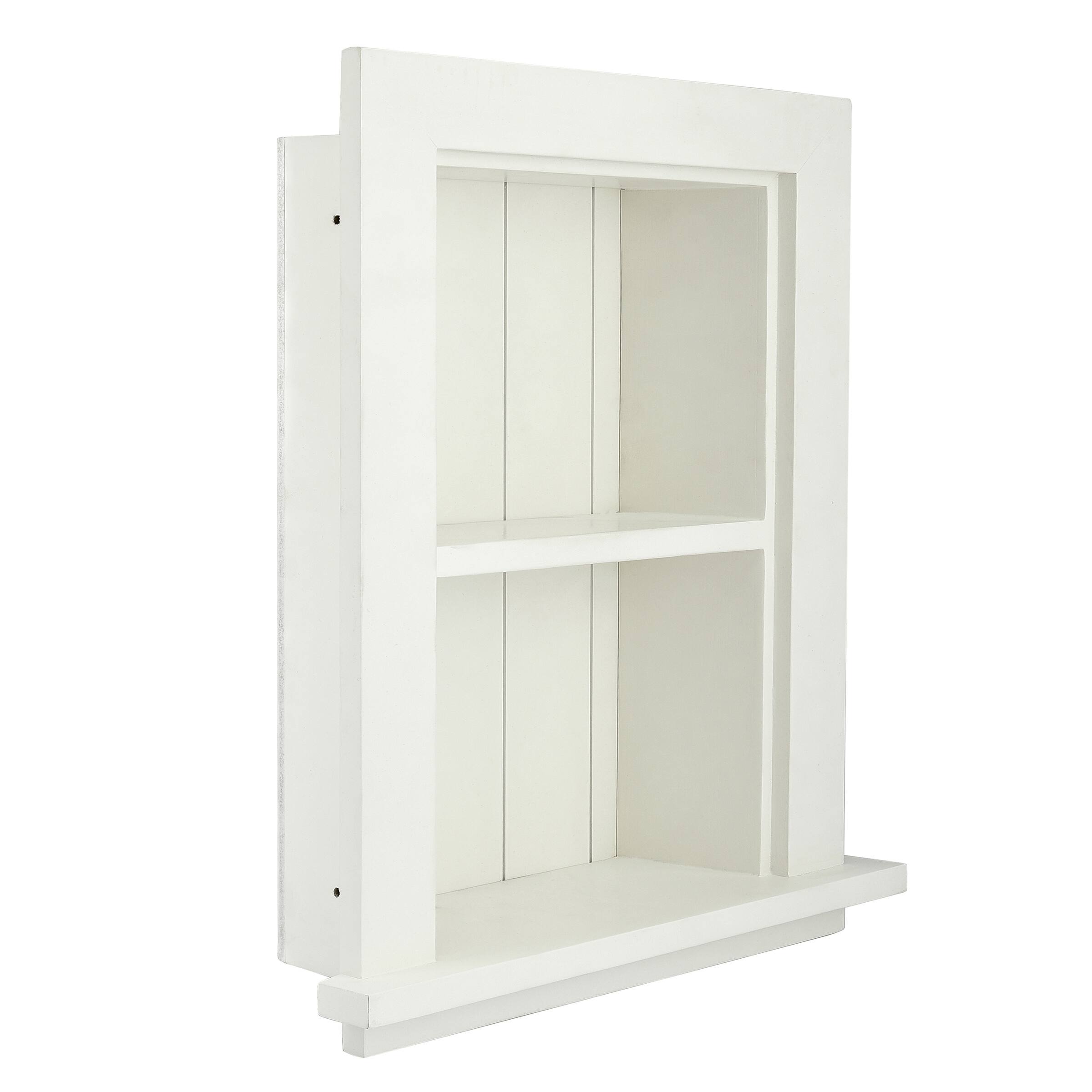 Angle. AdirHome - Wood Recessed Wall Cabinet, Built-In Shelf Storage - White.