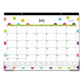 Blue Sky - Teacher Dots Academic Desk Pad 22 x 17 Black Binding Clear Corners 12 Month July to June 2025 to 2026