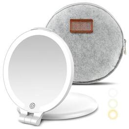 Comfort Essence - Mirror Vanity Makeup Light Magnifying Lights Color Double High Quality Modern Design Elegant Stylish - White With Bag