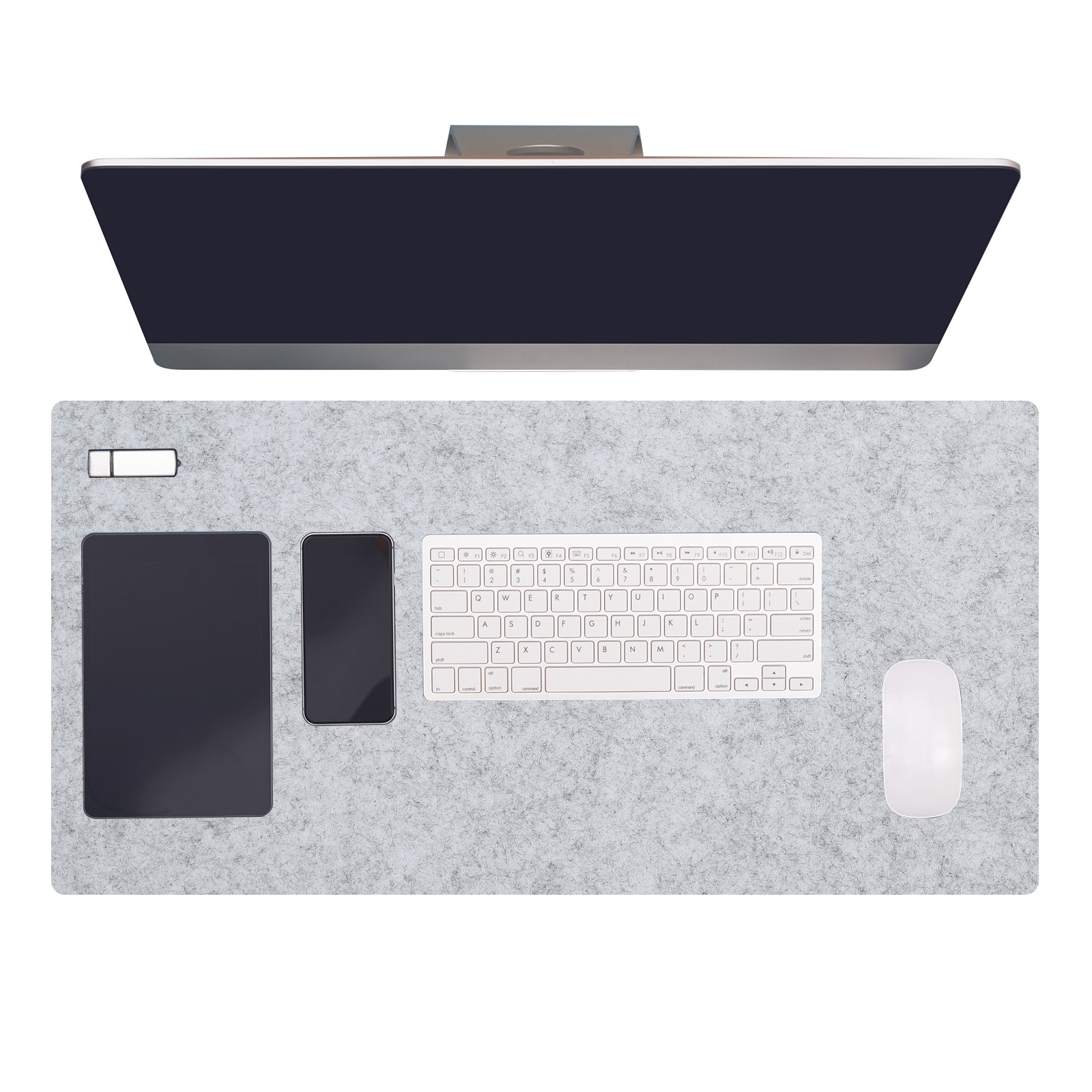 Unique Bargains - 31.5" x 15.7" Large Felt Desk Pad, Non-Slip Desk Mat Full Table Mouse Pad for Laptop Computer Writing Desk Gaming Home - Light Gray