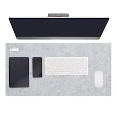 Front. Unique Bargains - 31.5" x 15.7" Large Felt Desk Pad, Non-Slip Desk Mat Full Table Mouse Pad for Laptop Computer Writing Desk Gaming Home - Light Gray.