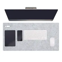Unique Bargains - 31.5" x 15.7" Large Felt Desk Pad, Non-Slip Desk Mat Full Table Mouse Pad for Laptop Computer Writing Desk Gaming Home - Light Gray