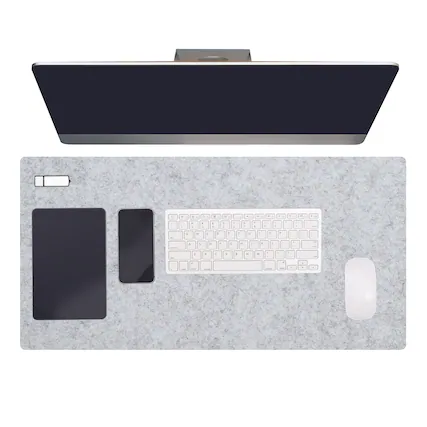 Front. Unique Bargains - 31.5" x 15.7" Large Felt Desk Pad, Non-Slip Desk Mat Full Table Mouse Pad for Laptop Computer Writing Desk Gaming Home - Light Gray.