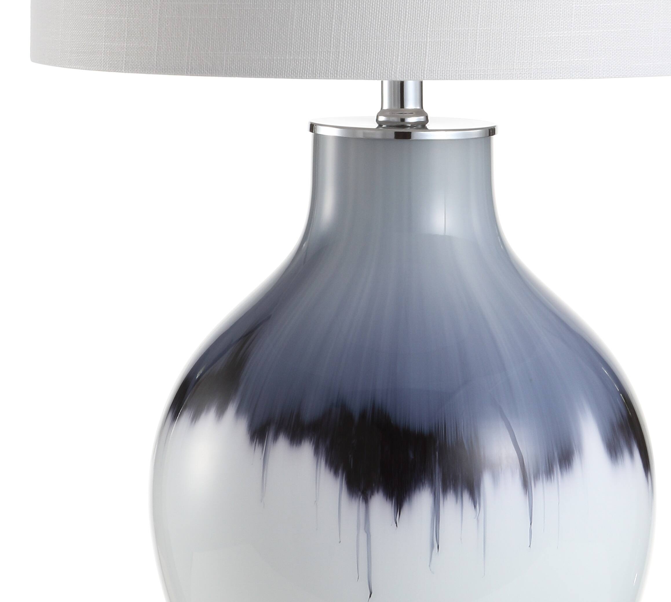 Alt View 4. Jonathan Y - Mia 27" Glass/Metal LED Table Lamp, Blue/White - Blue/White.