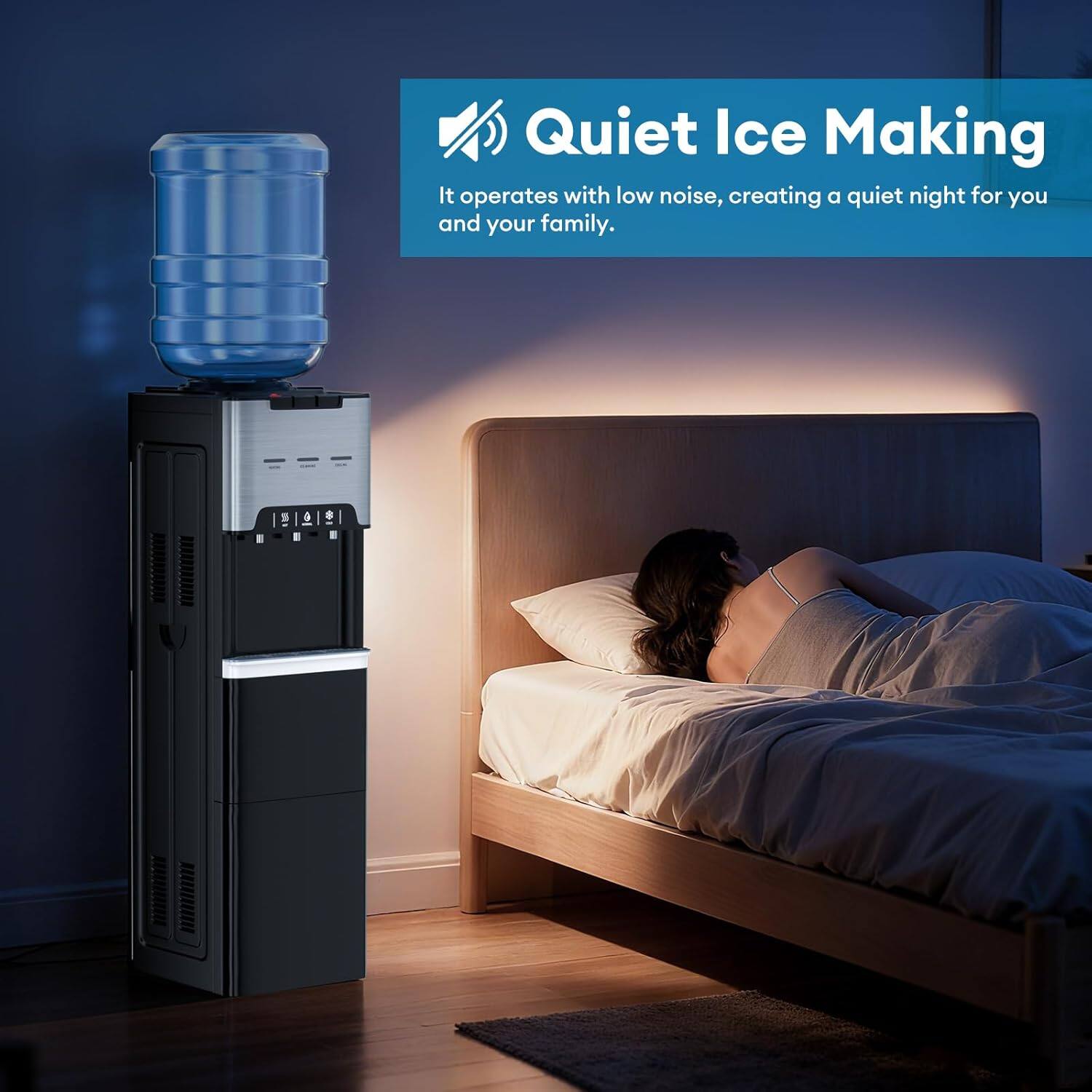 Quiet Ice Making  
It operates with low noise, creating a quiet night for you and your family.