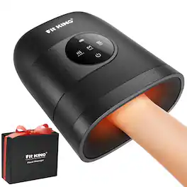 FIT KING - Cordless Hand Massager with Heat, Finger & Hand Compression Massager, Touch Screen - Black