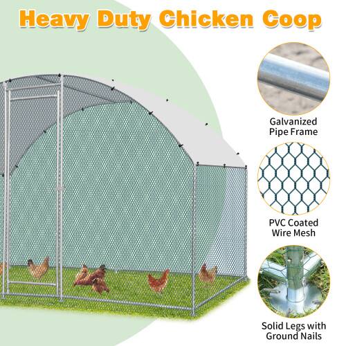 Alt View 3. Winado - 6.5 x 10 FT Metal Walk In Chicken Coop Run Cage Round Roof Rabbit Hutch Hen House Enclosure.