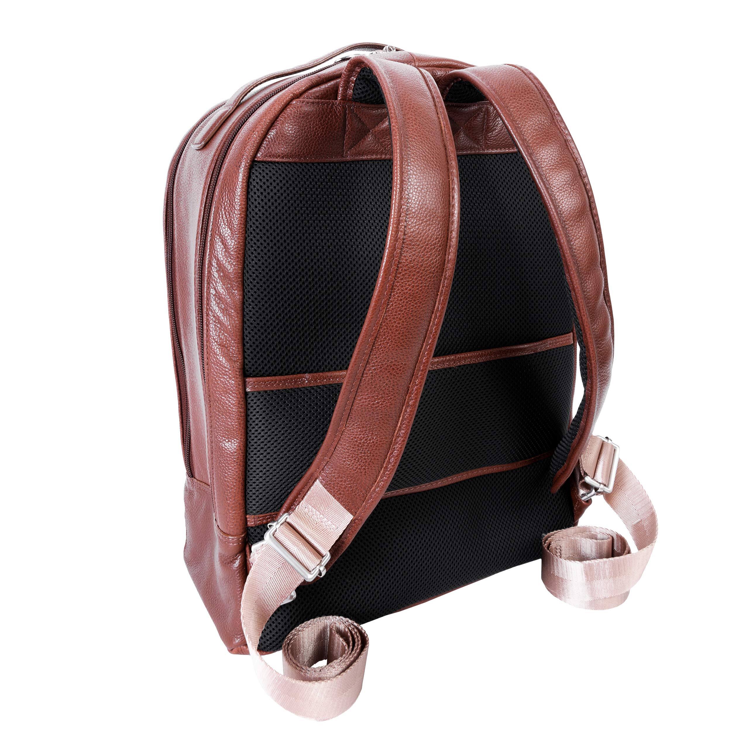 Alt View 6. McKleinUSA - 15" Leather Dual-Compartment Laptop Backpack Pebble-Grain Calfskin Built-In Laptop Protection Tablet Pocket - Brown.