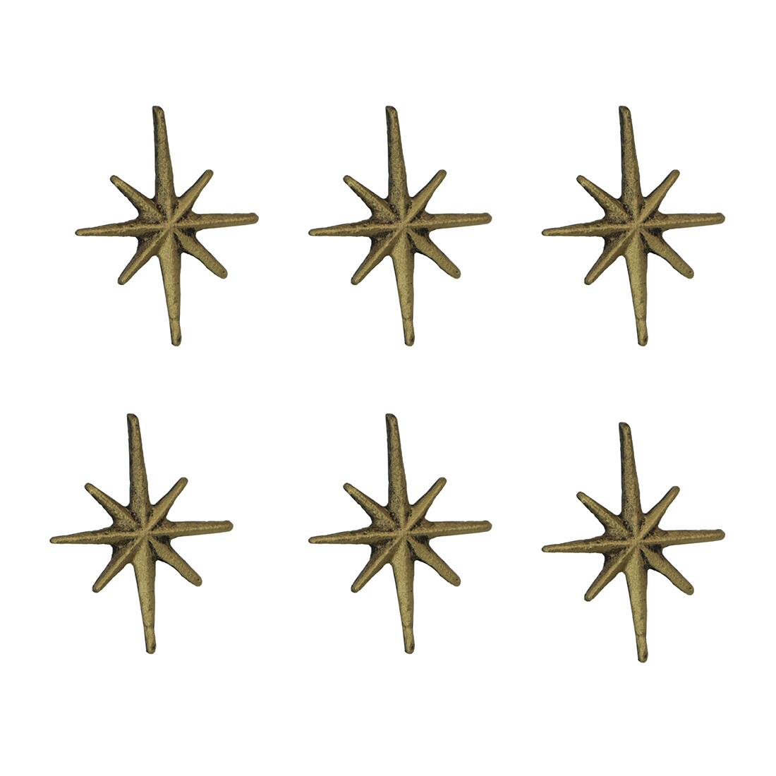 Alt View 1. Zeckos - Set of 6 Antique Gold Finish Mid Century Modern Starburst Drawer Pulls Knobs - Gold.