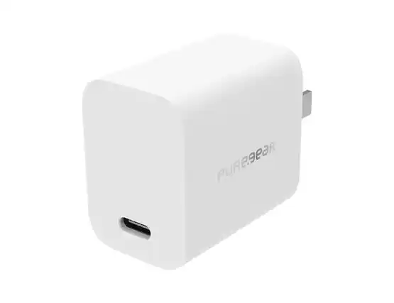 Front. PureGear - Pure Gear Light Speed USB-C 20W Wall Charger - White.