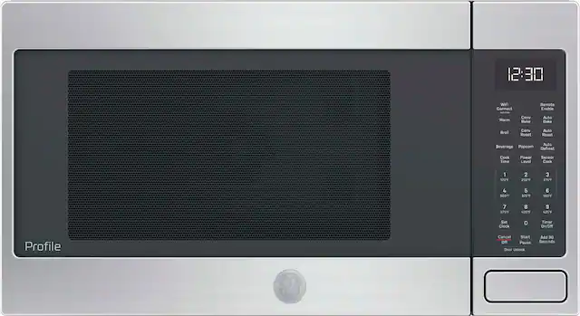 The text on the image reads:
12:30 WIF Connect - Frsac Warm Conv Bake Remote Enable Auto Bake Broil Conv Roast Auto Roast Auto Beverage Popcorn Defrost Cook Time Power Level Sensors Cook 1 170F 2 2607 3 275% 4 300' 5 326T 6 350F 7 375 8 400% 9 4257 Set Clock 0 Timer On/Off Profile Cancel Start of! Pause Door Unlock Add 30 Seconds