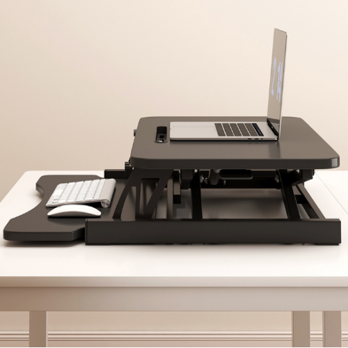Alt View 1. BOMEDA - 32 Inch Desk Converter, Height Adjustable, Dual Monitor and Laptop Workstation with Wide Keyboard Tray(BLACK).