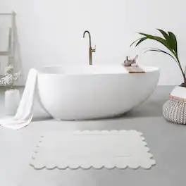 J&V TEXTILES - 24'' x 15'' Diatomaceous Quick-Drying Stone Bath Mat - White