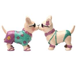 Pacific Trading - Chihuahua Beach Style Ceramic Magnetic Salt and Pepper Shakers 3.5 inch - Multicolor