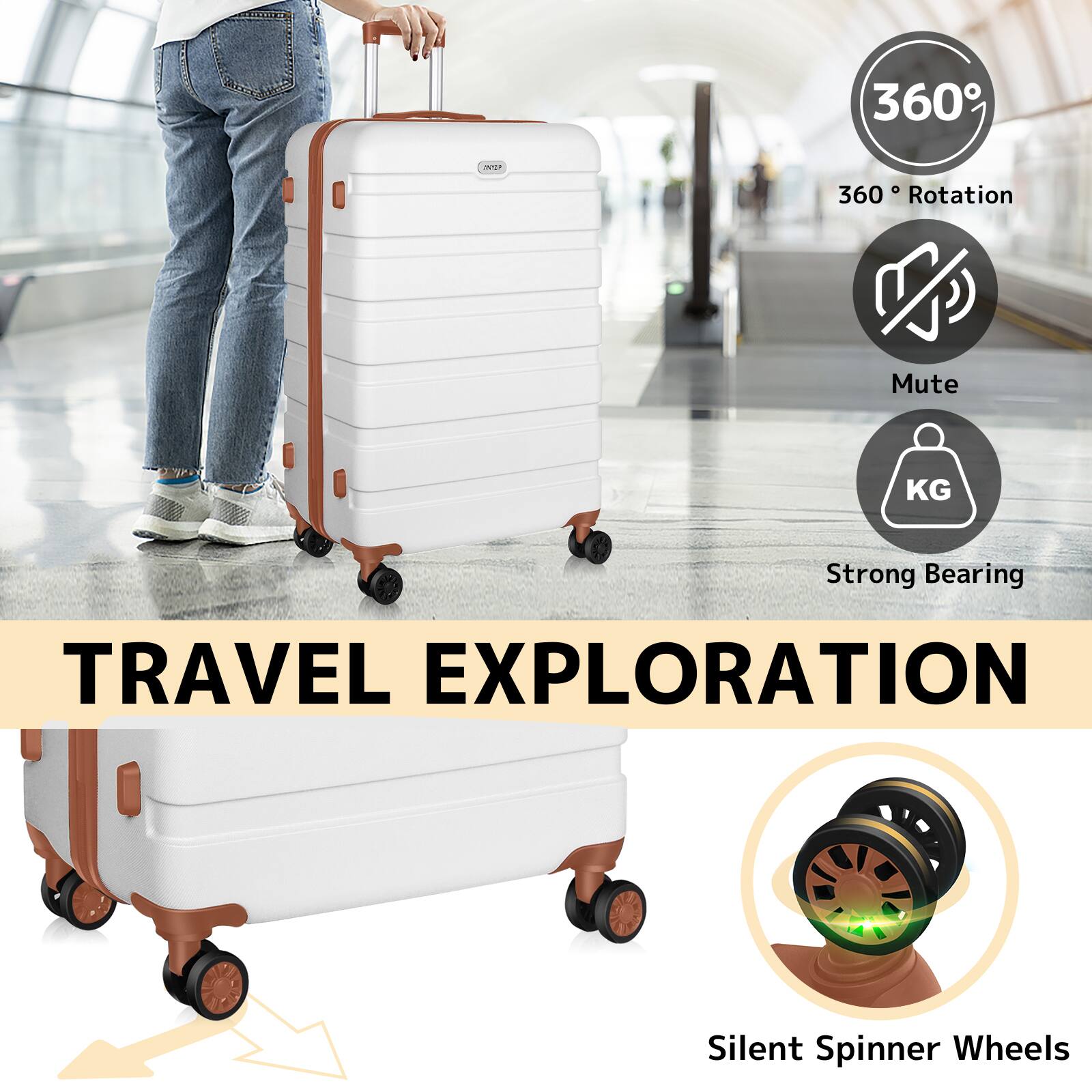 360° Rotation  
Mute  
Strong Bearing  
TRAVEL EXPLORATION  
Silent Spinner Wheels