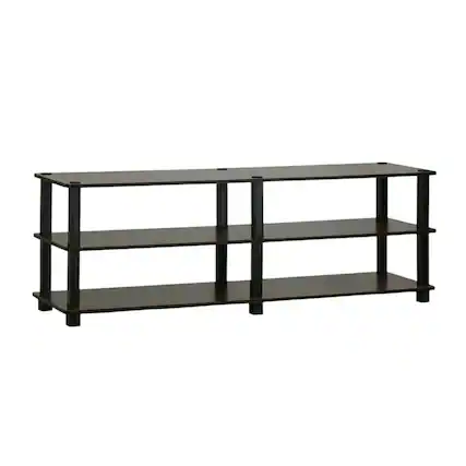 Front. FurniFact - Dark Brown TV Stand with 3-Tier Storage for Entertainment Room - Brown.
