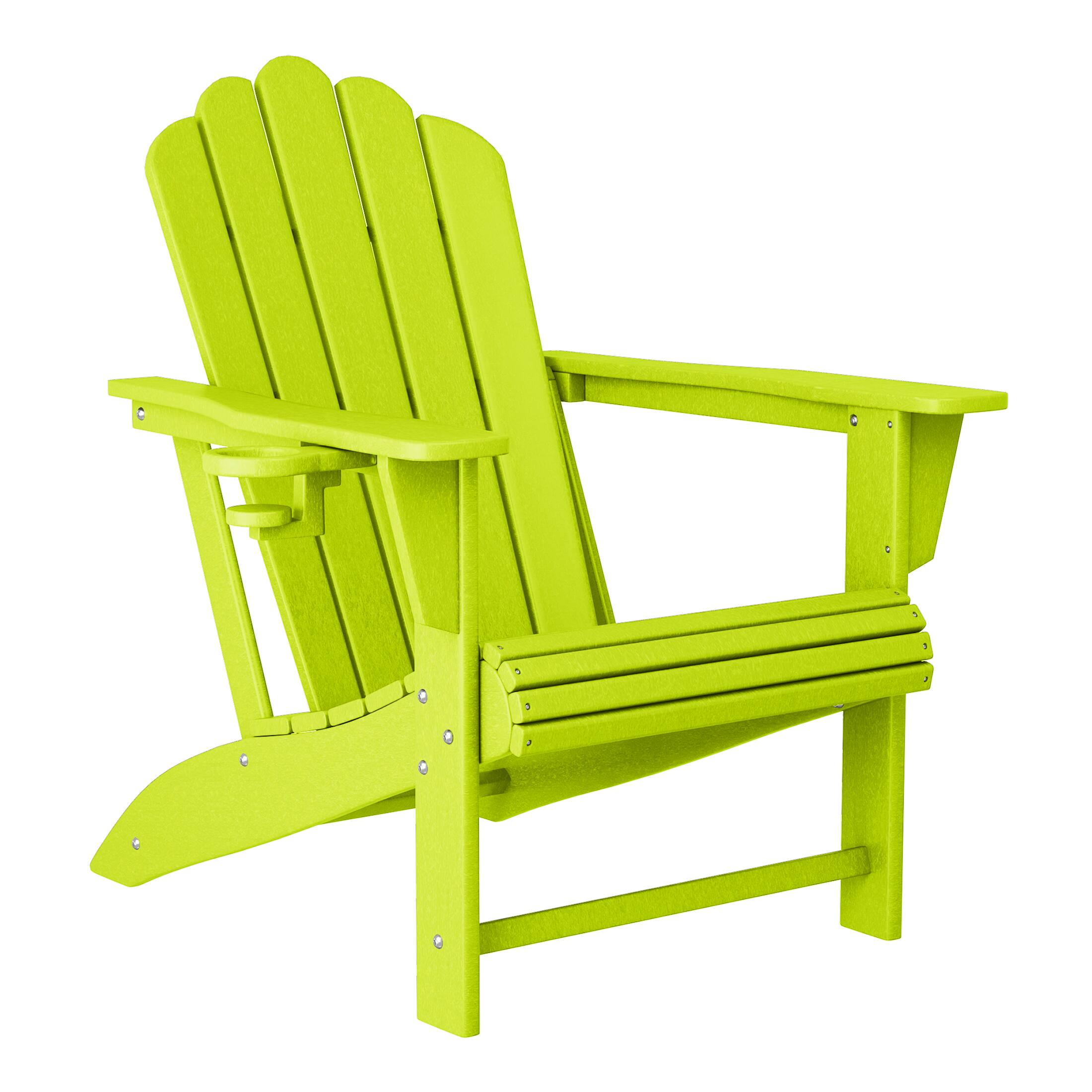 Left. WestinTrends - WestinTrends Highland Outdoor Patio HDPE Adirondack Chairs With Cup Holders (Set of 2) - Lime.