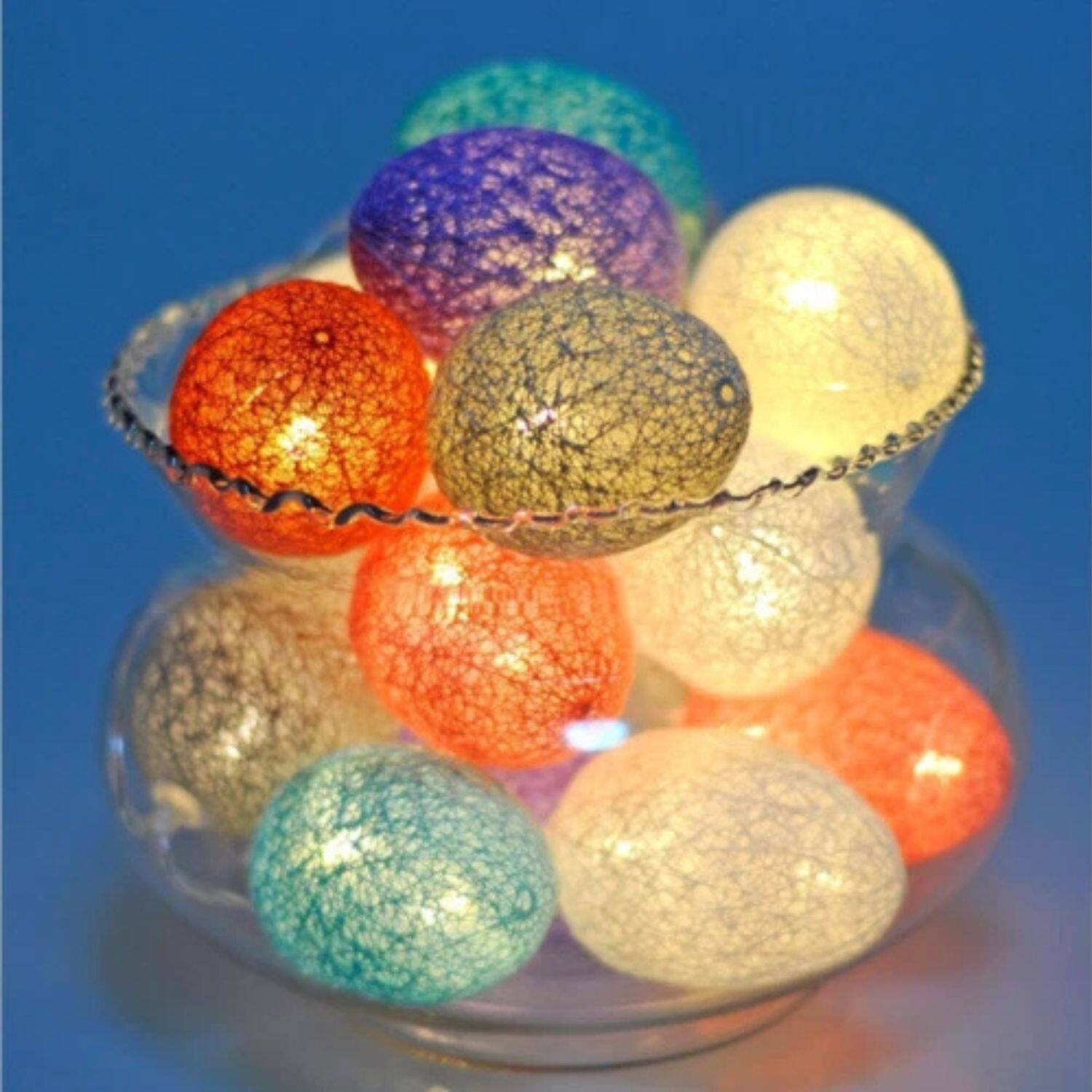 Alt View 2. Home Collection - 10Ft 20Pc LED Bulb Easter Egg String Lights with Remote Control – Colorful 8-Mode Lighting.