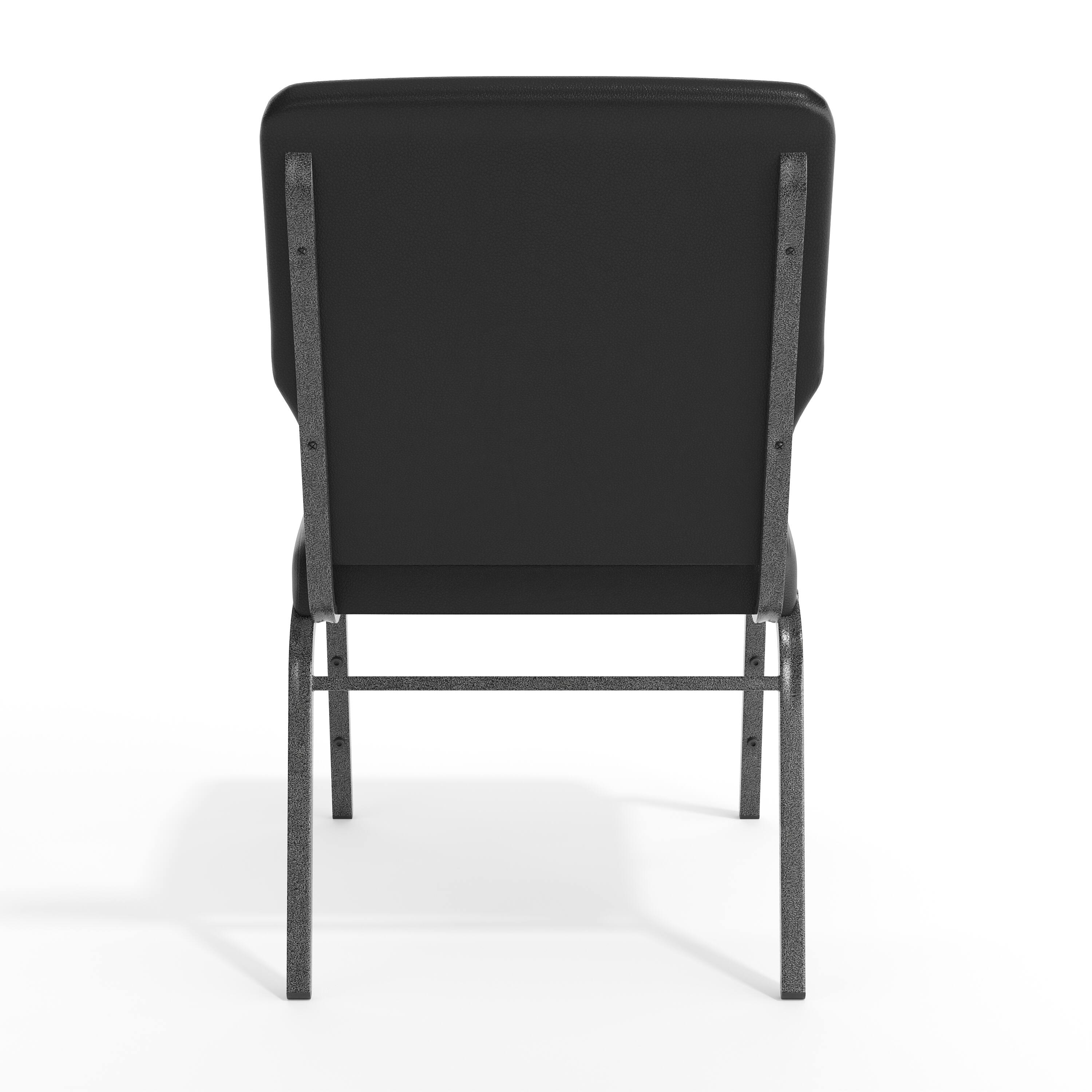 Alt View 7. Emma + Oliver - Vinyl Church Chair 20.5 in. Wide - Black Vinyl/Silver Vein Frame.