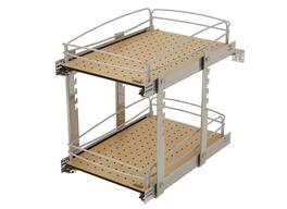 Rev-A-Shelf - Two-Tier Solid Bottom Pullout Base Cabinet Organizer, 54BK-15SC-2-1 - Silver