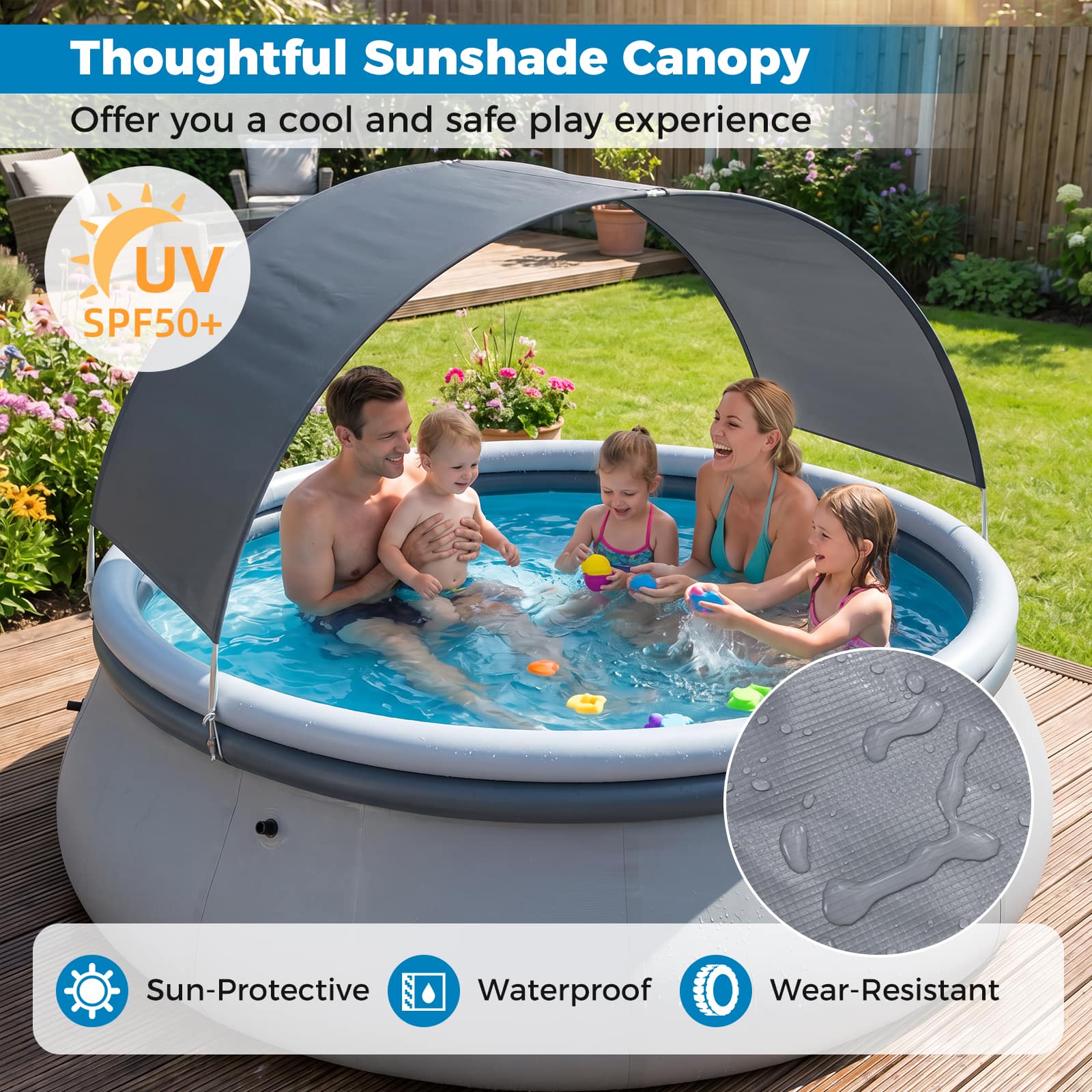 Costway Outdoor Large Inflatable Pool, Round Blow Up Pool with