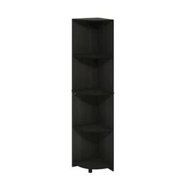 FurniFact - 4-Tier Corner Bookcase with Multiple Shelves for Space Optimization - Espresso