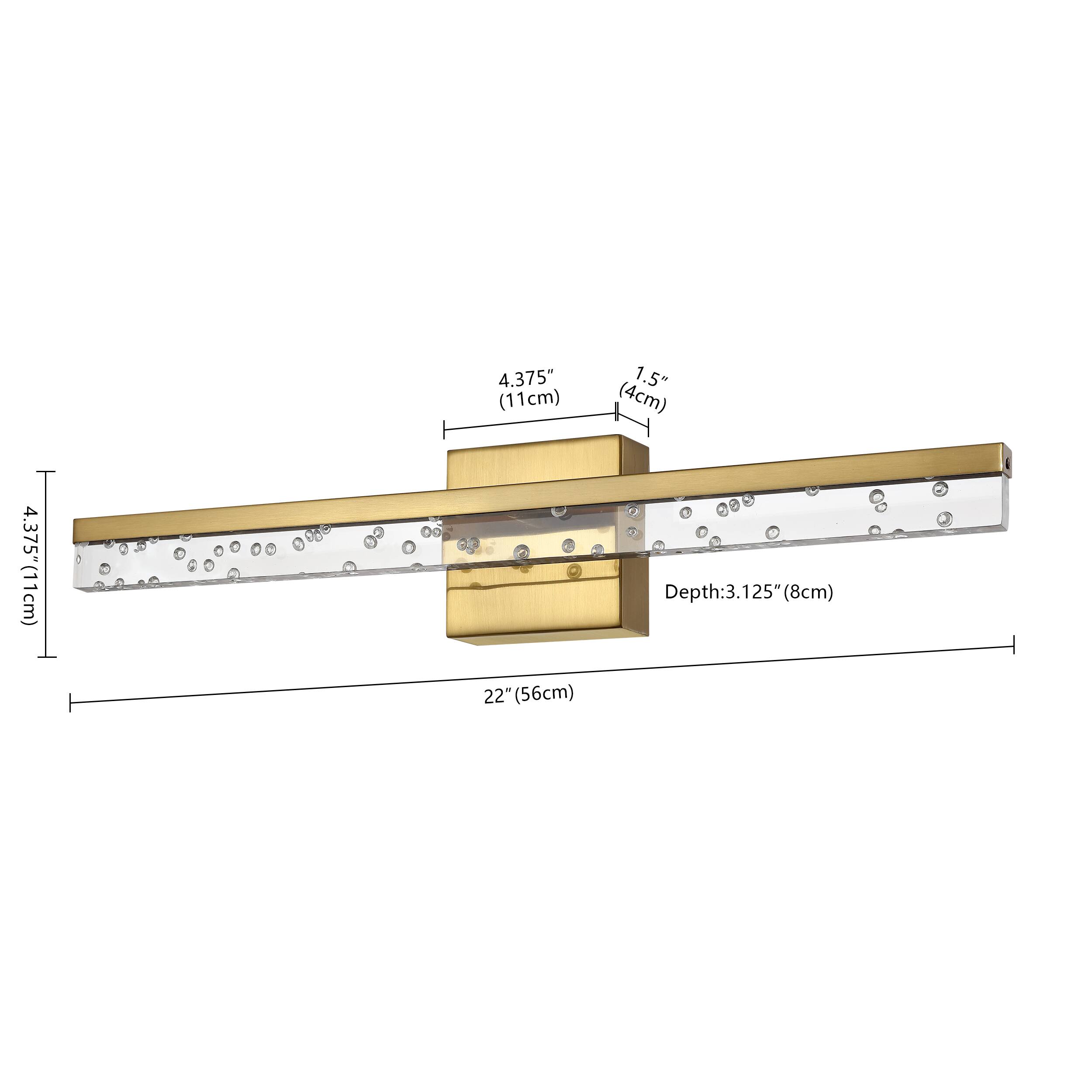 4.375" (11cm)  
1.5" (4cm)  
4.375" (11cm)  
22" (56cm)  
Depth: 3.125" (8cm)