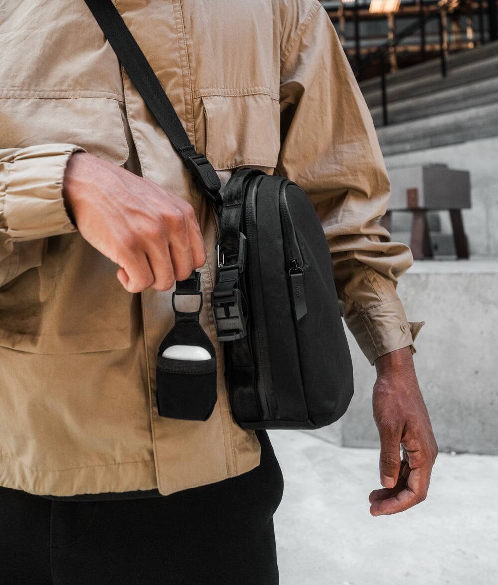Alt View 10. ALPAKA - Sling Bag 3L for Men, Fits iPad mini/Nintendo Switch/Headphones, YKK AquaGuard Zippers, Key Tether, Water-Resistant - Black X-Pac VX42.